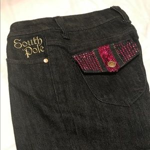 South Pole Black Jeans with Hot Pink Blink